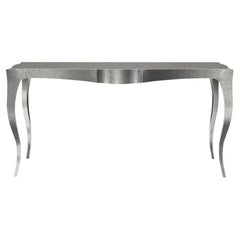Louise Console Art Deco Nesting and Stacking Tables Fine Hammered White Bronze