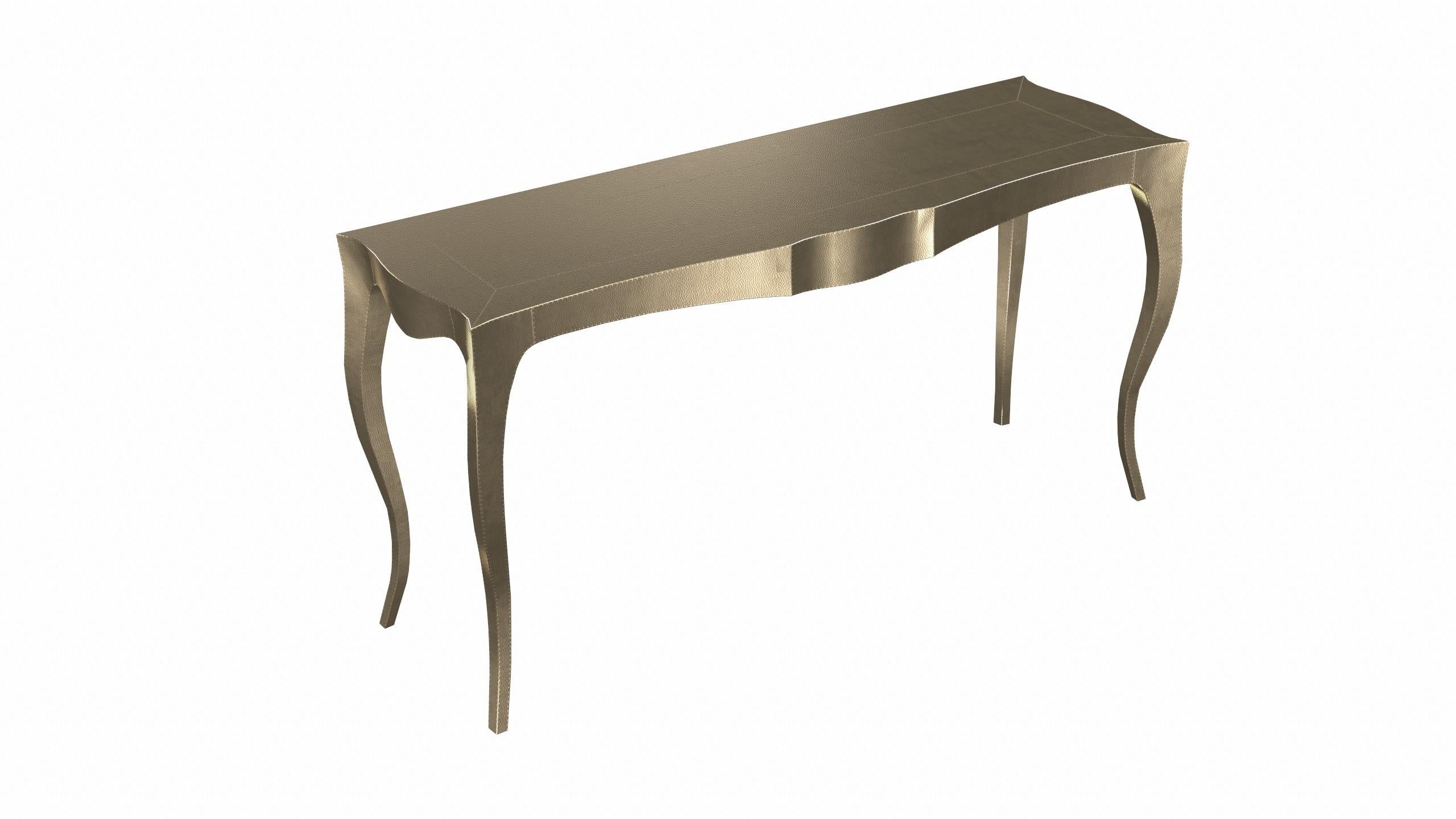 Other Louise Console Art Deco Nesting Table and Stacking Tables Mid. Hammered Brass For Sale