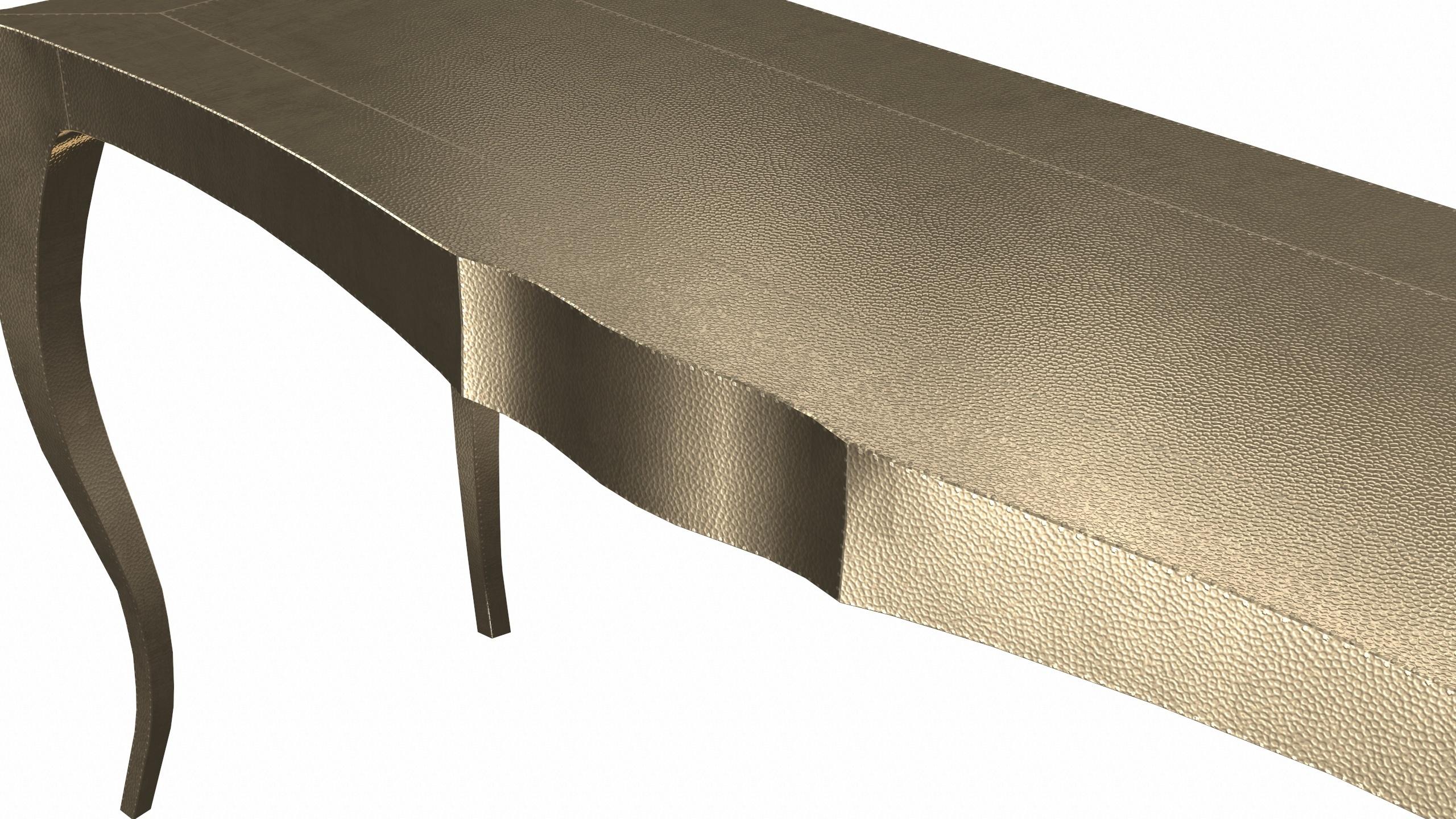Louise Console Art Deco Nesting Table and Stacking Tables Mid. Hammered Brass In New Condition For Sale In New York, NY