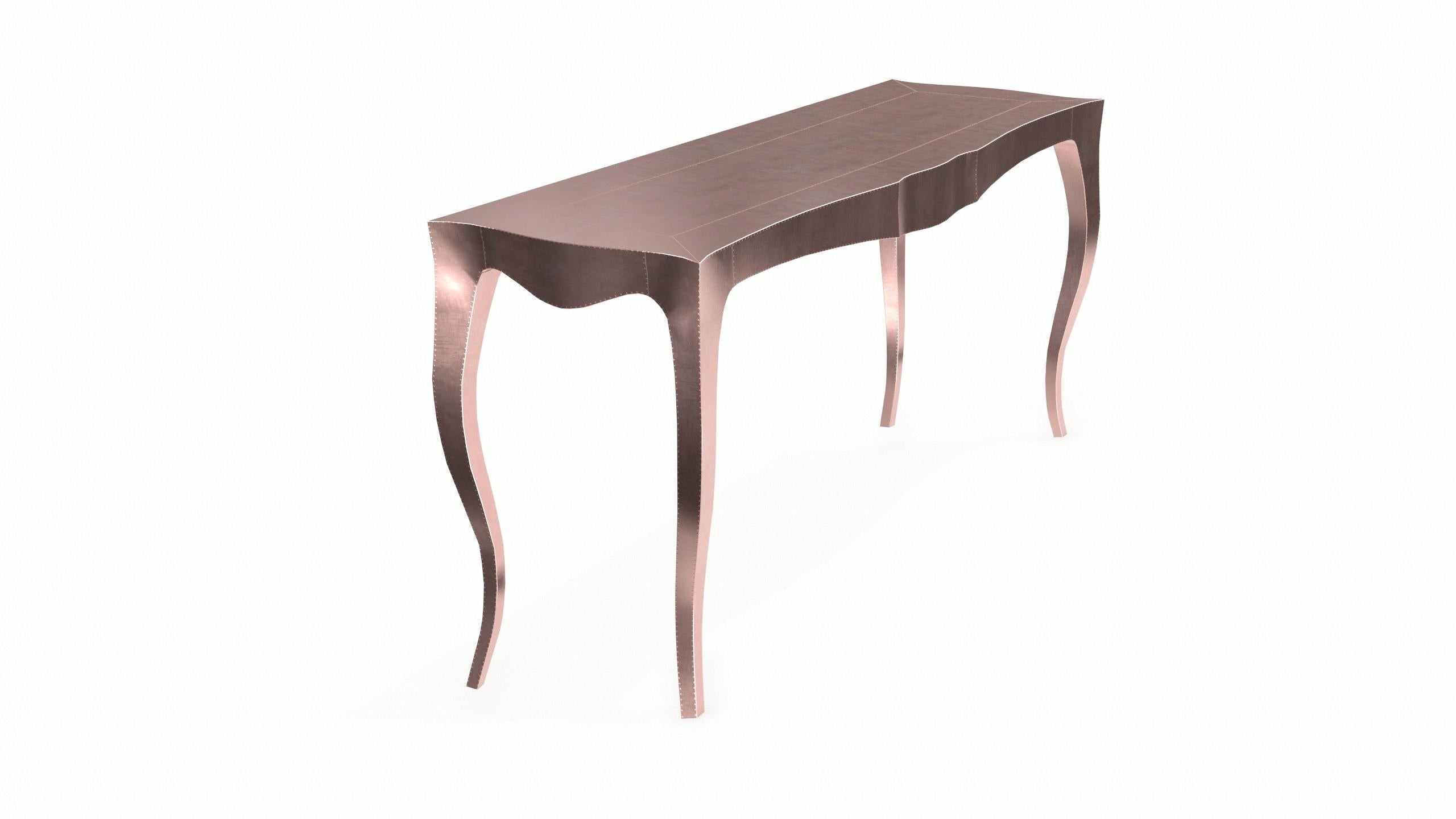 Hand-Carved Louise Console Art Deco Nesting Tables and Stacking Tables Smooth Copper  For Sale