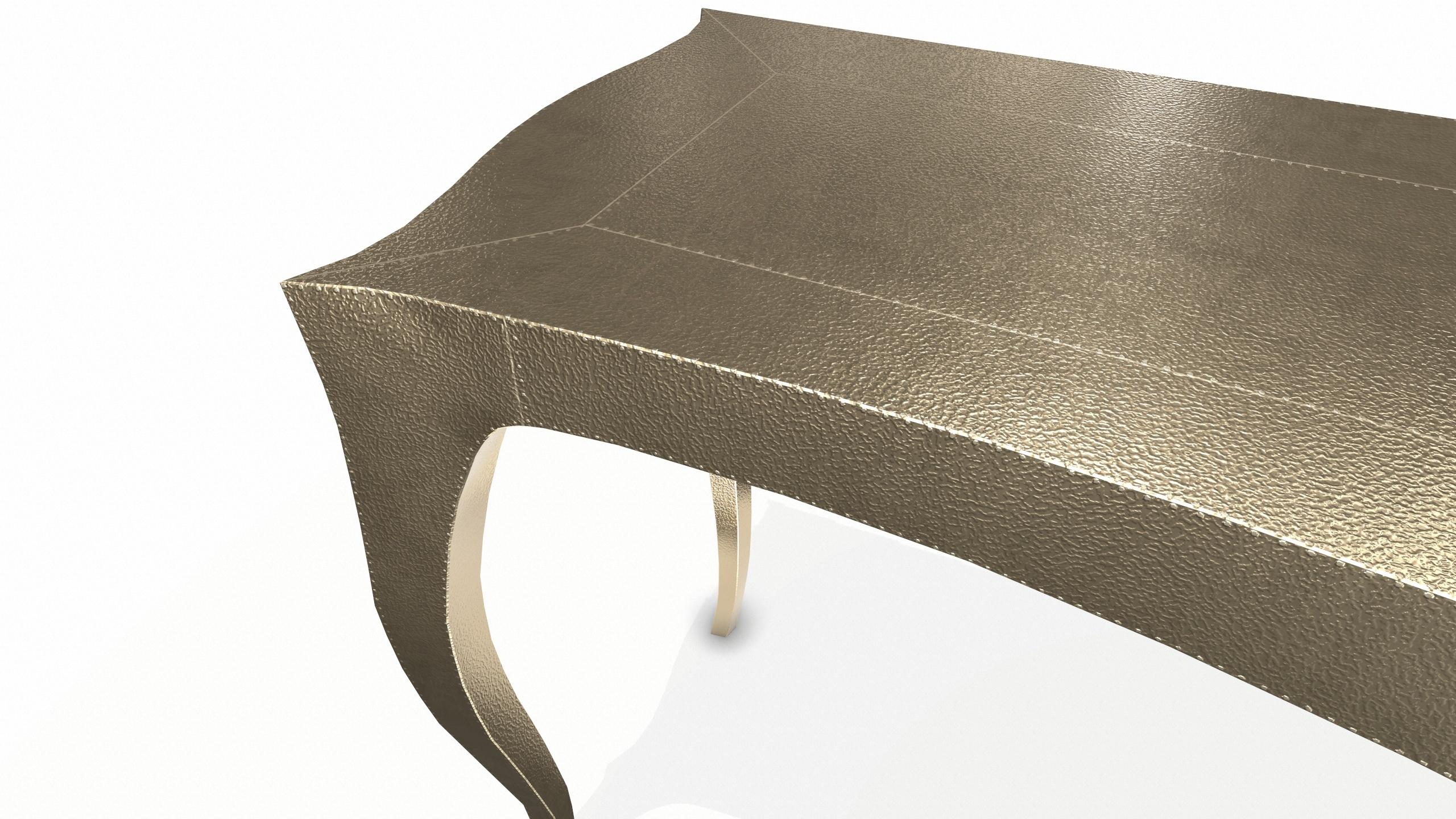 Louise Console Art Deco Side Tables Fine Hammered Brass by Paul Mathieu For Sale 3