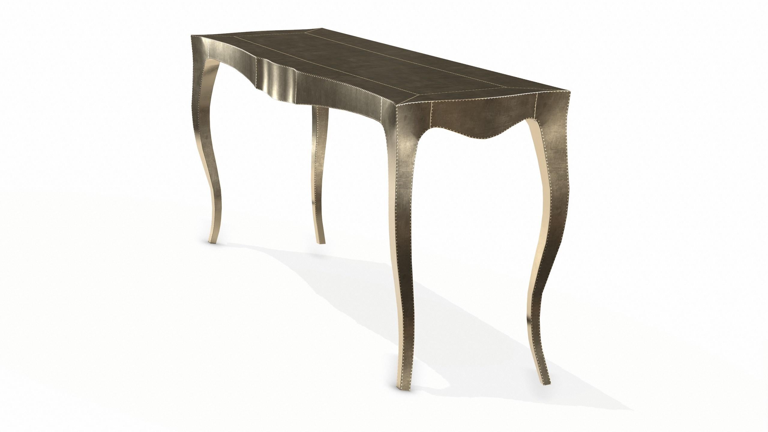 Indian Louise Console Art Deco Side Tables Smooth Brass by Paul Mathieu for S. Odegard For Sale