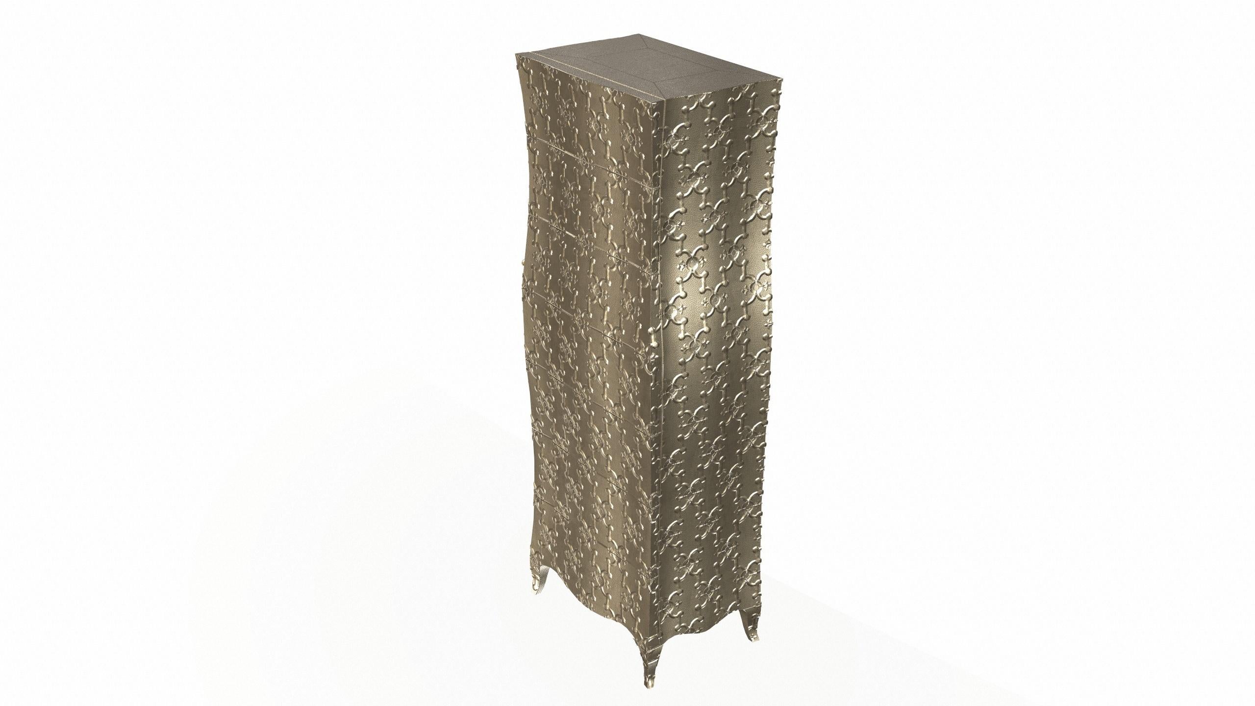 Metal Louise Console  Wardrobes and armoires in  Fine Hammered Brass by Paul Mathieu For Sale