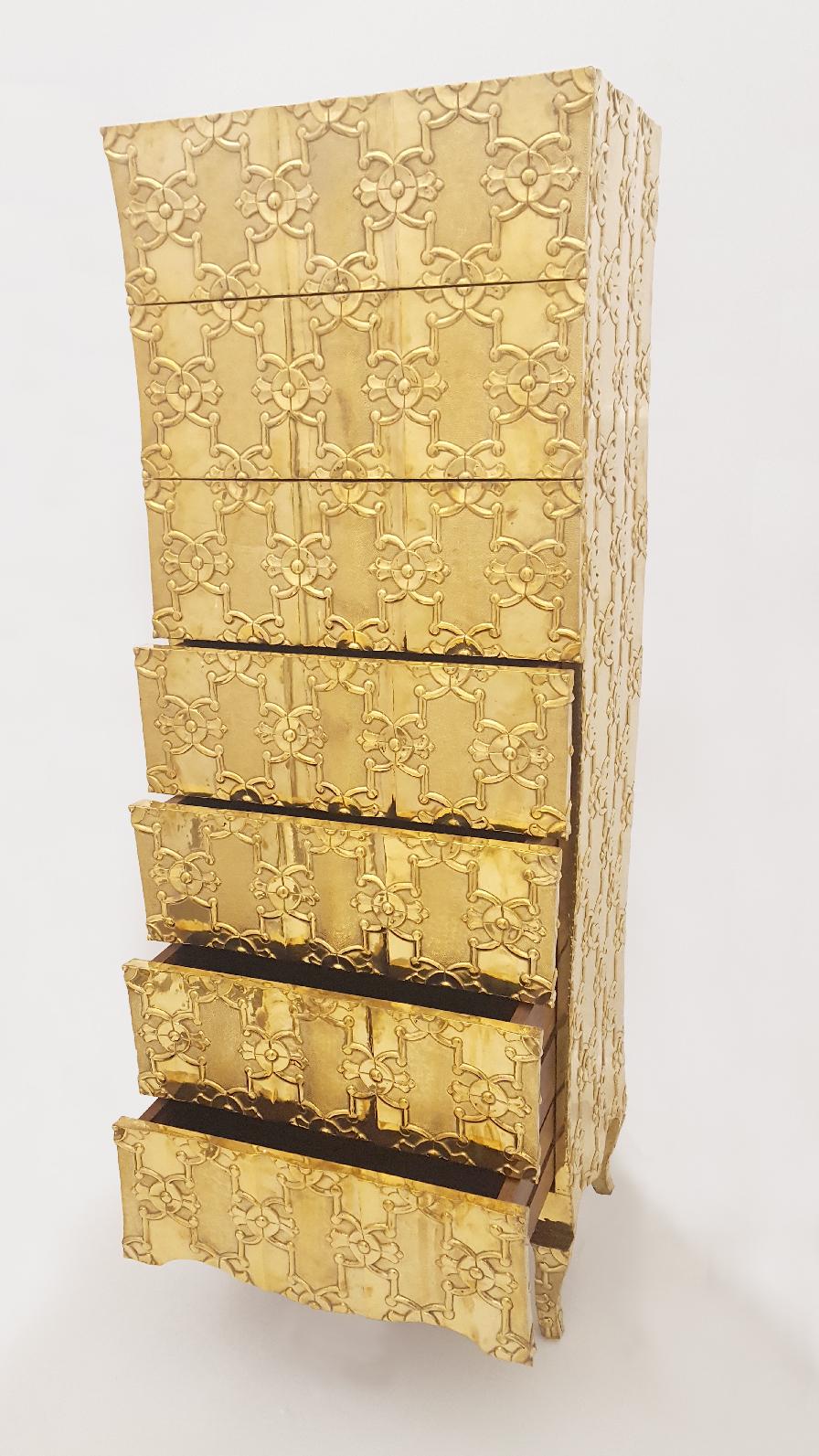Louise Console  Wardrobes and armoires in  Mid. Hammered Brass by Paul Mathieu For Sale 5