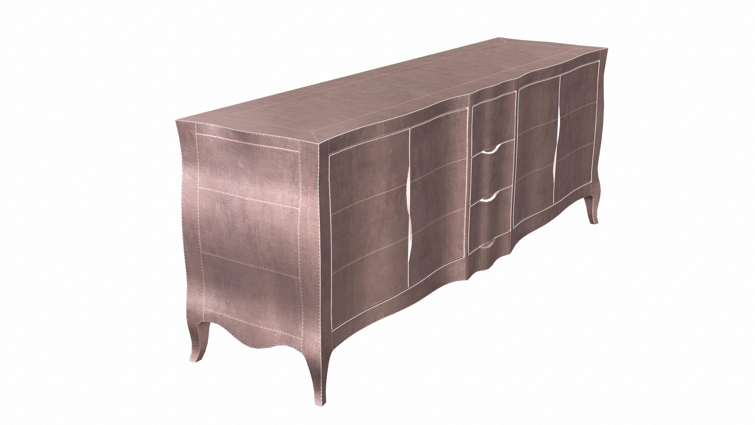 Louise Credenza Art Deco Bookcases in Fine Hammered Copper by Paul Mathieu In New Condition For Sale In New York, NY
