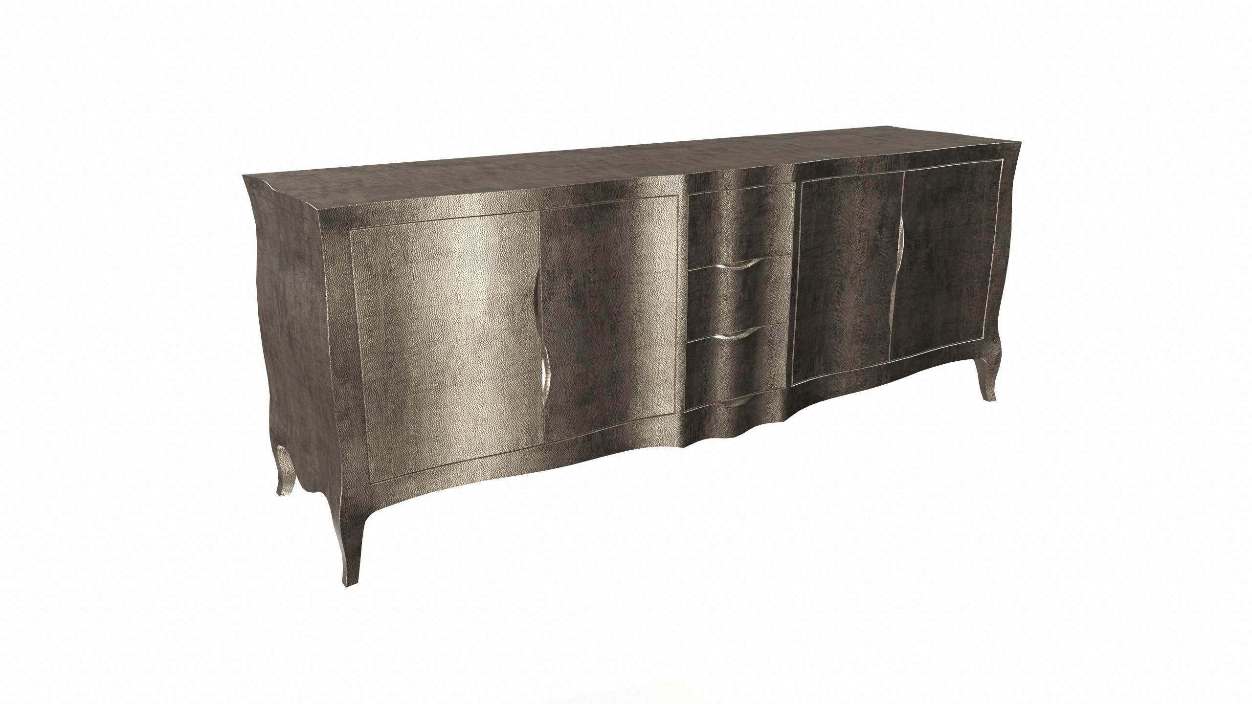 Contemporary Louise Credenza Art Deco Bookcases in Mid. Hammered Antique Bronze by P Mathieu For Sale