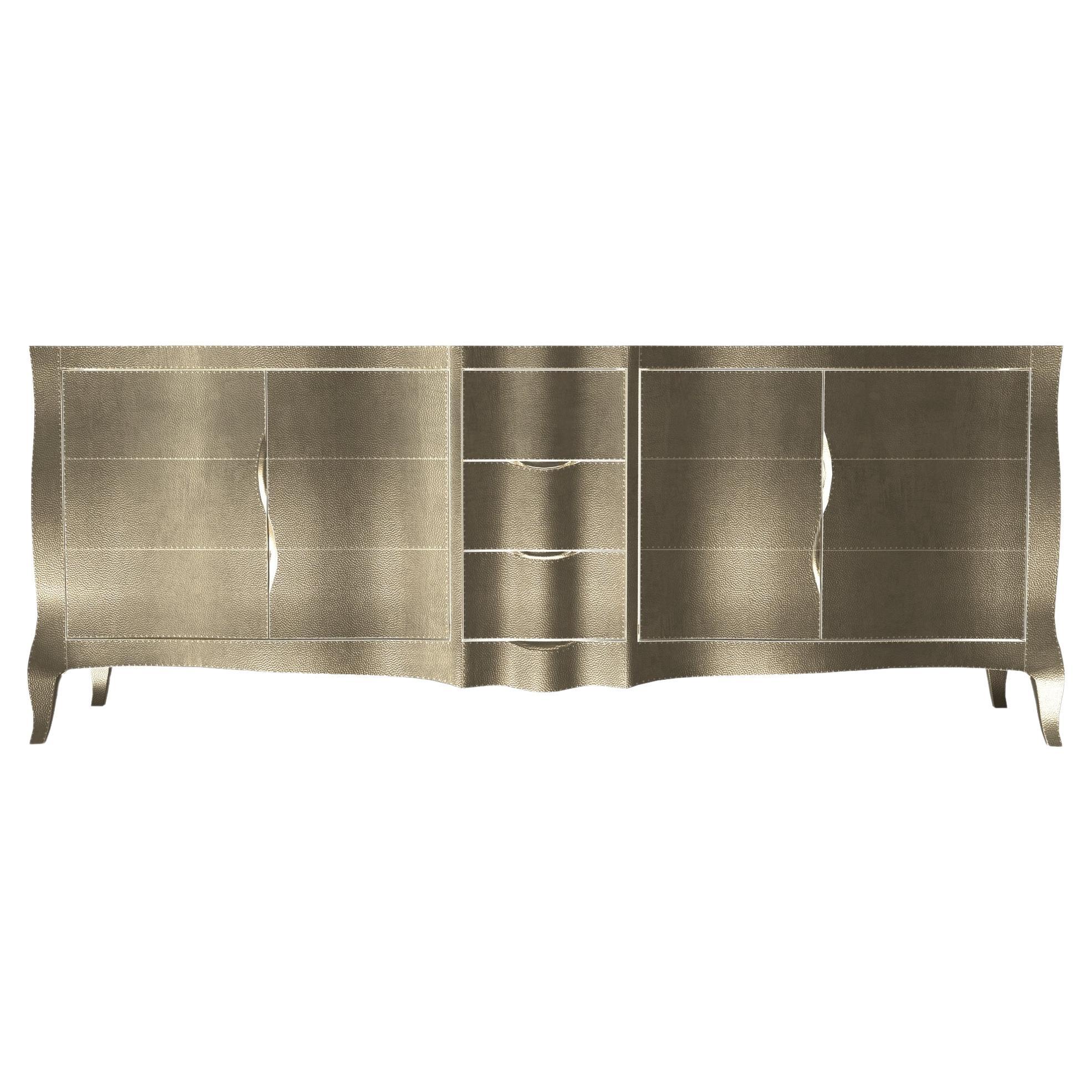 Louise Credenza Art Deco Bookcases in Mid. Hammered Brass by Paul Mathieu For Sale
