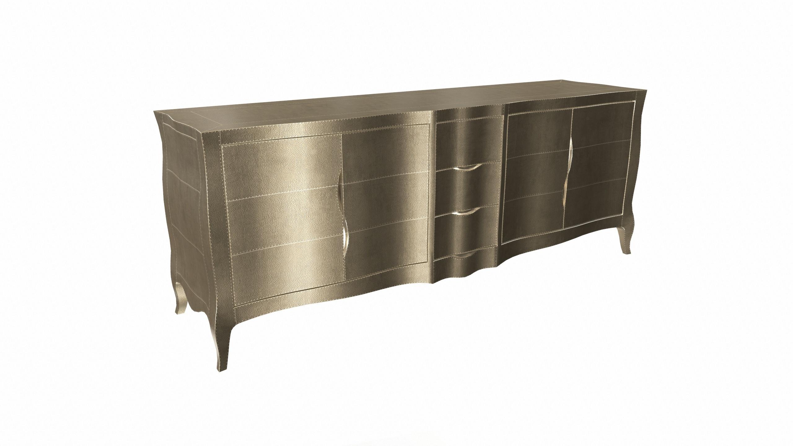 Contemporary Louise Credenza Art Deco Buffets in Fine Hammered Brass by Paul Mathieu For Sale