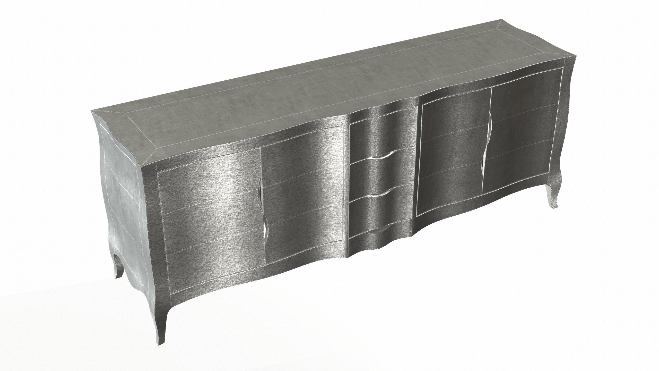 Louise Credenza Art Deco Buffets in Mid. Hammered White Bronze by Paul Mathieu For Sale 2