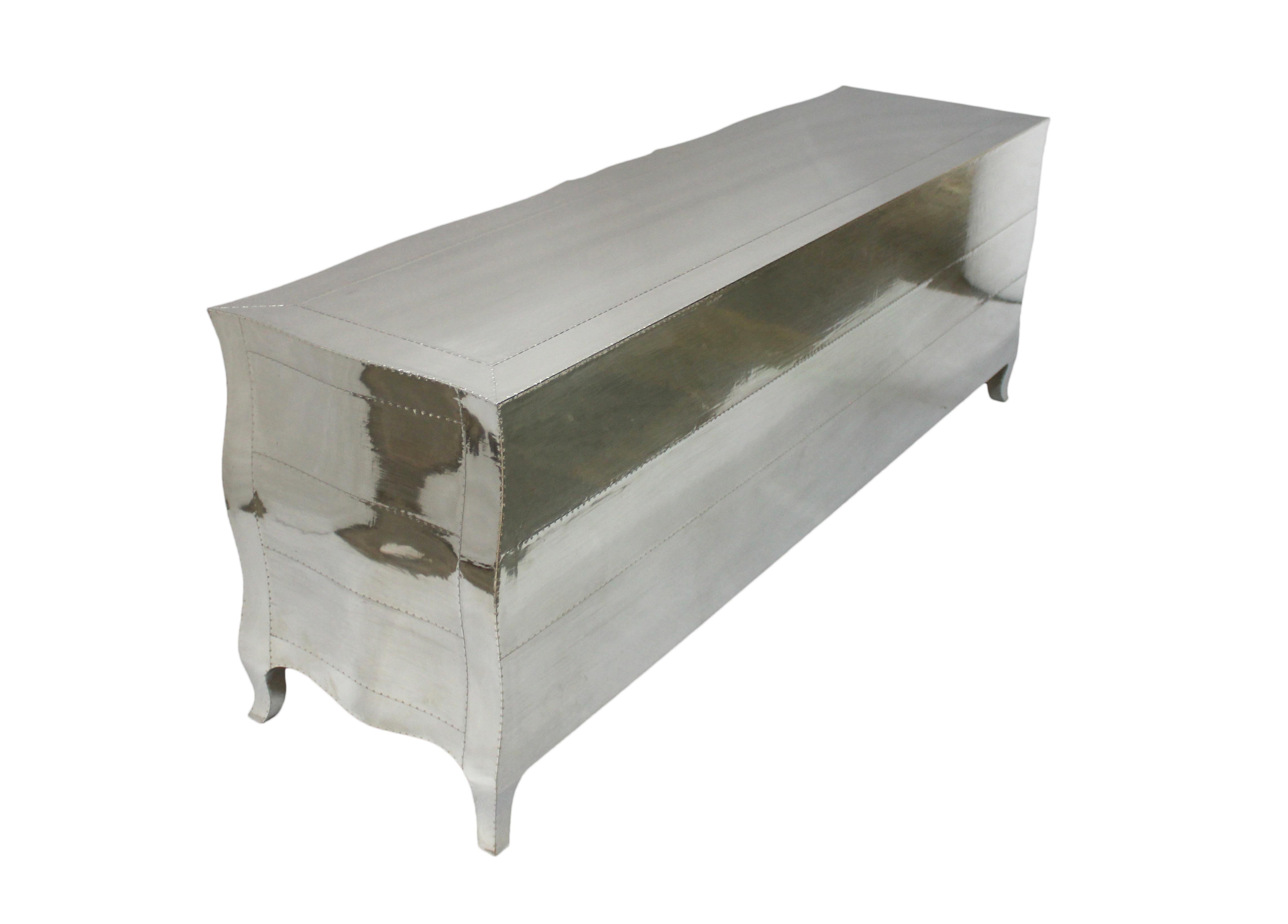 Louise Credenza Art Deco Buffets in Mid. Hammered White Bronze by Paul Mathieu For Sale 9