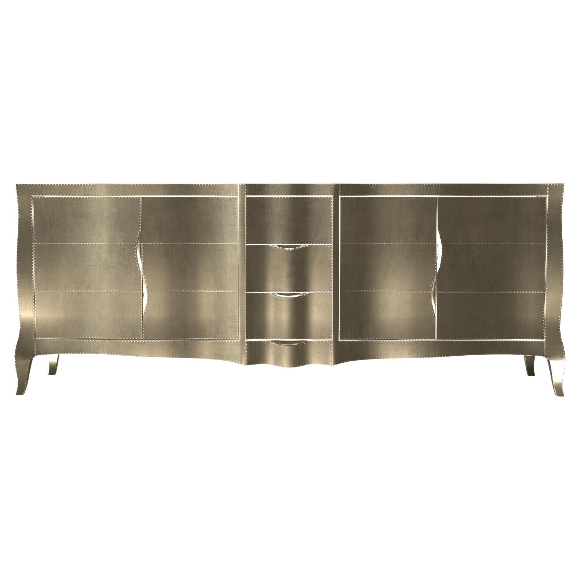 Louise Credenza Art Deco Buffets in Smooth Brass by Paul Mathieu for S Odegard