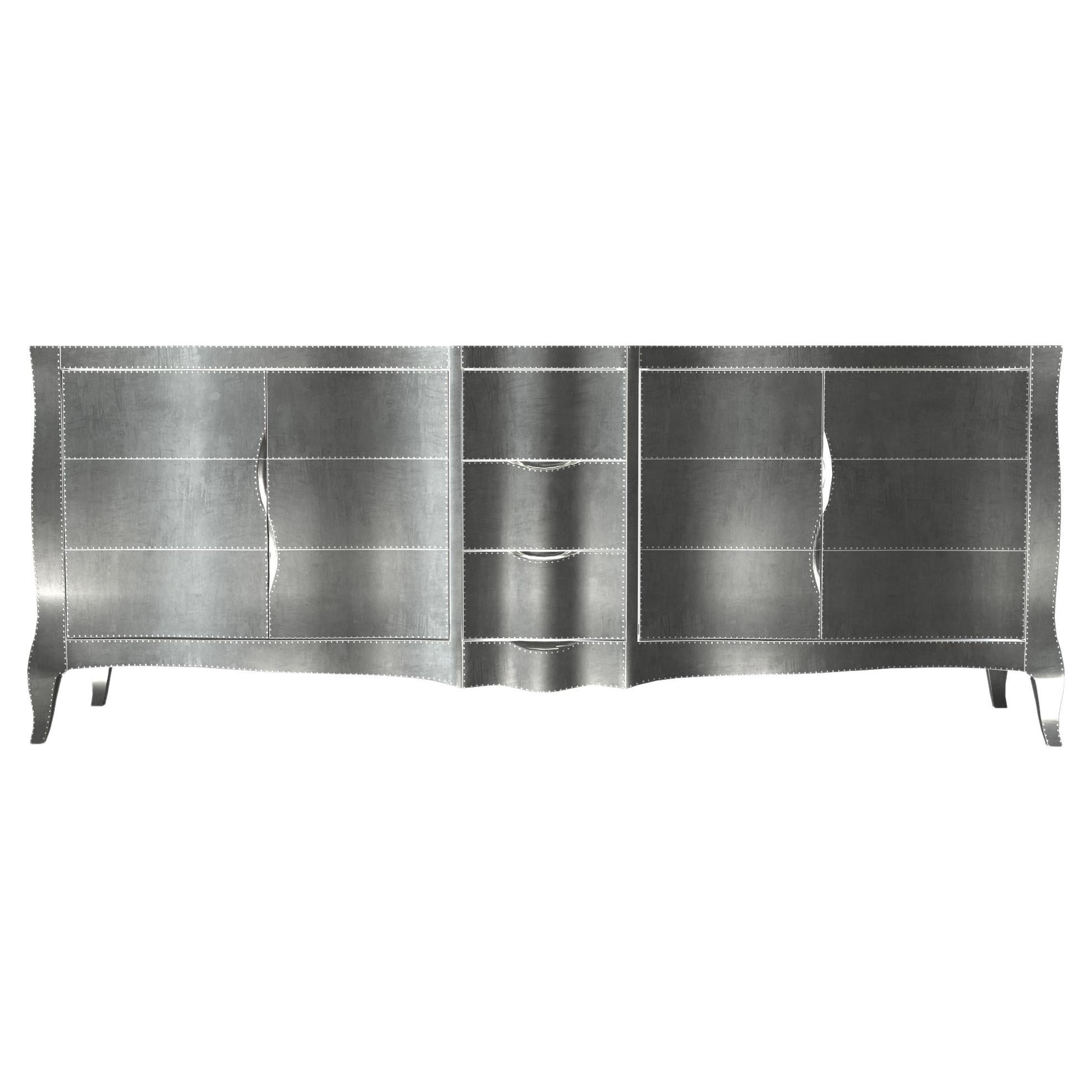 Louise Credenza Art Deco Buffets in Smooth White Bronze by Paul Mathieu