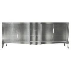 Louise Credenza Art Deco Credenzas in Fine Hammered White Bronze by Paul Mathieu