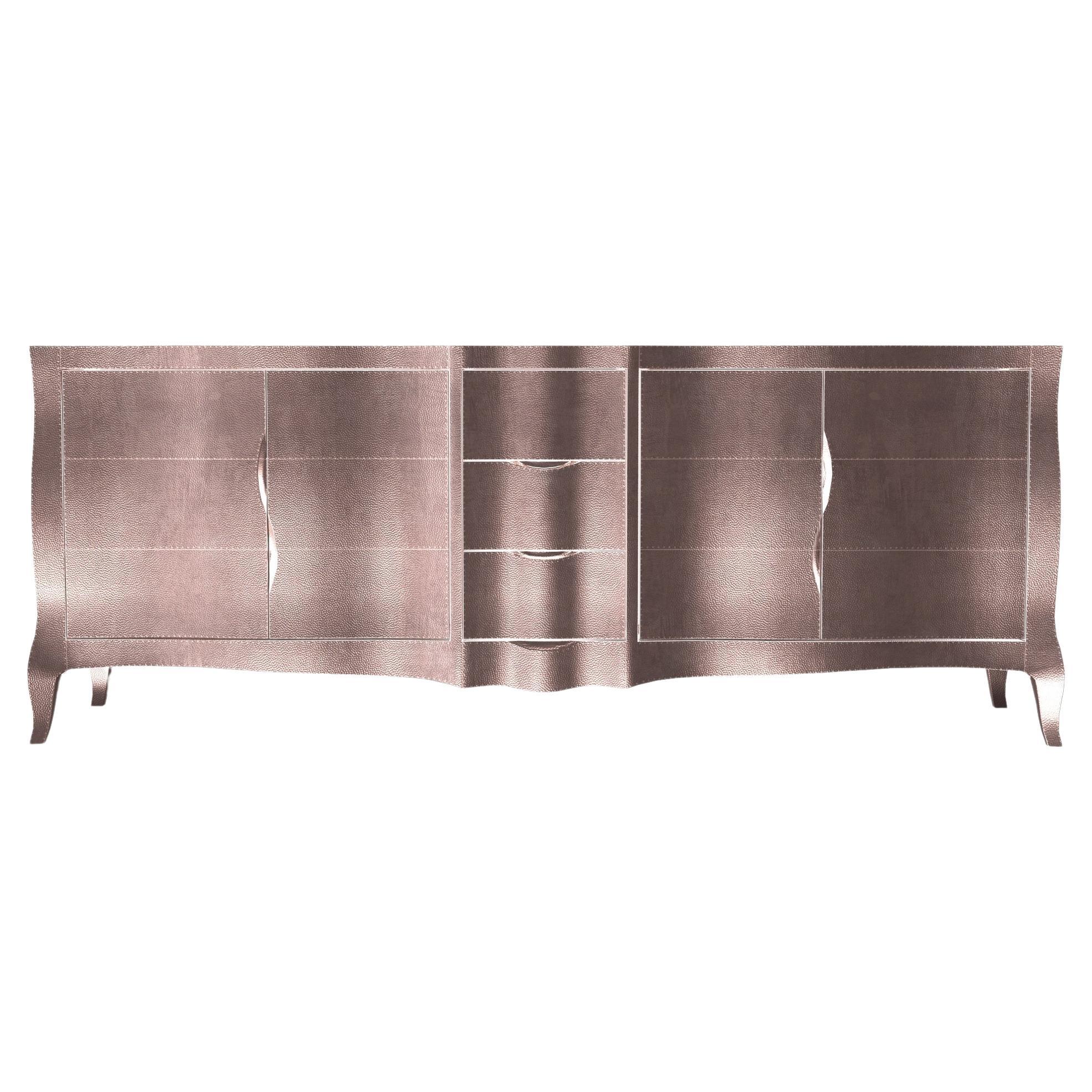 Louise Credenza Art Deco Credenzas in Mid. Hammered Copper by Paul Mathieu For Sale