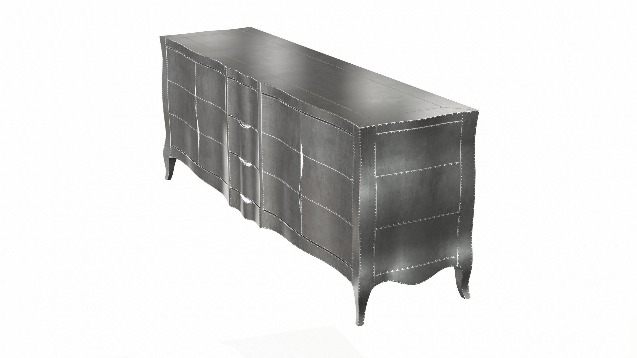 Hand-Carved Louise Credenza Art Deco Credenzas in Smooth White Bronze by Paul Mathieu For Sale