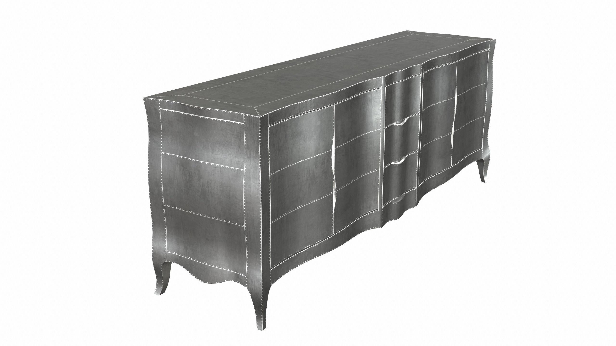 Louise Credenza Art Deco Credenzas in Smooth White Bronze by Paul Mathieu In New Condition For Sale In New York, NY
