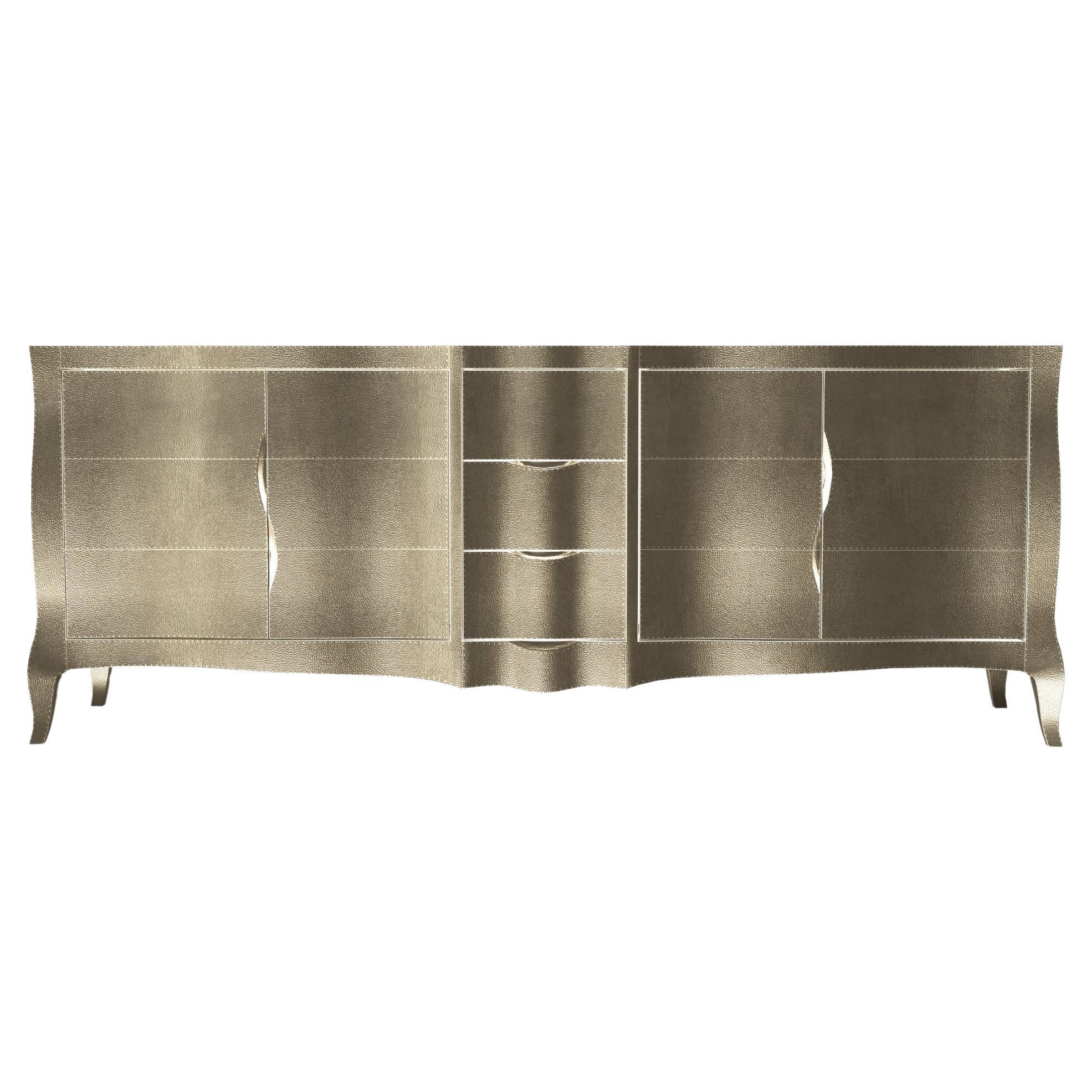Louise Credenza Art Deco Dressers in Fine Hammered Brass by Paul Mathieu For Sale