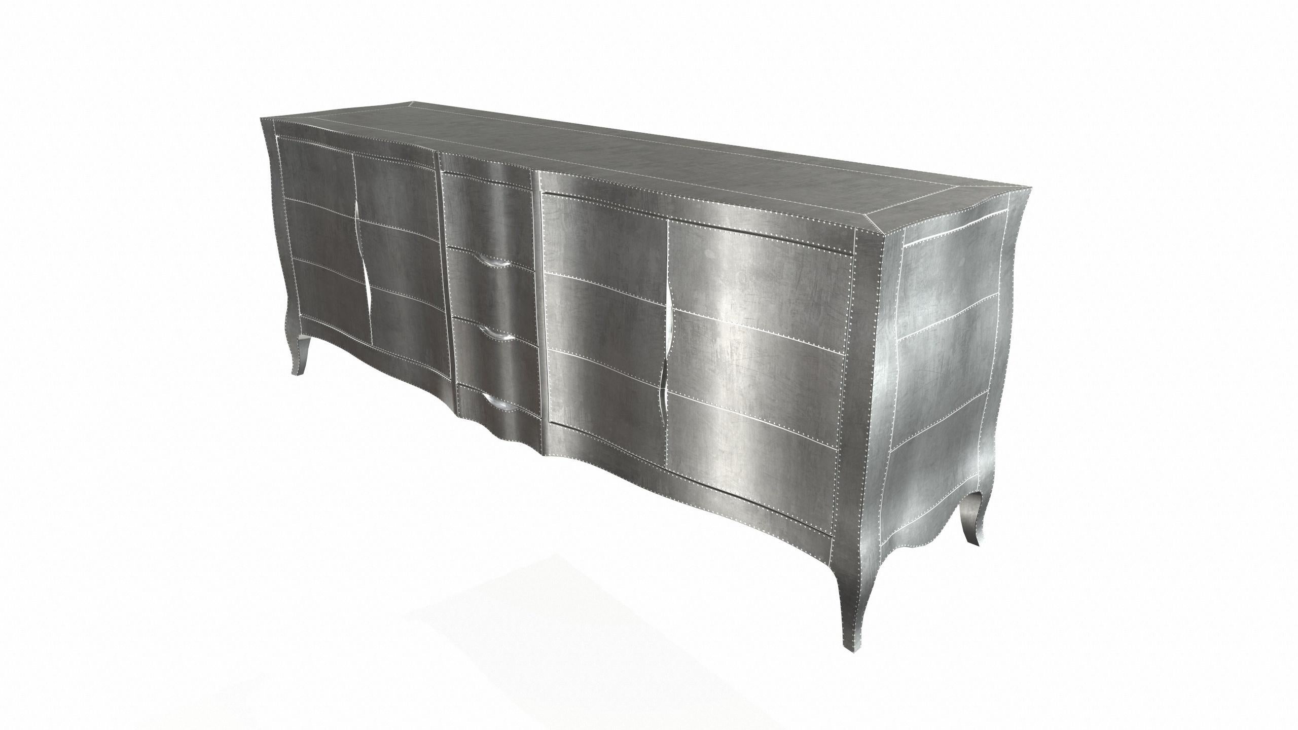 American Louise Credenza Art Deco Dressers in Smooth White Bronze by Paul Mathieu For Sale