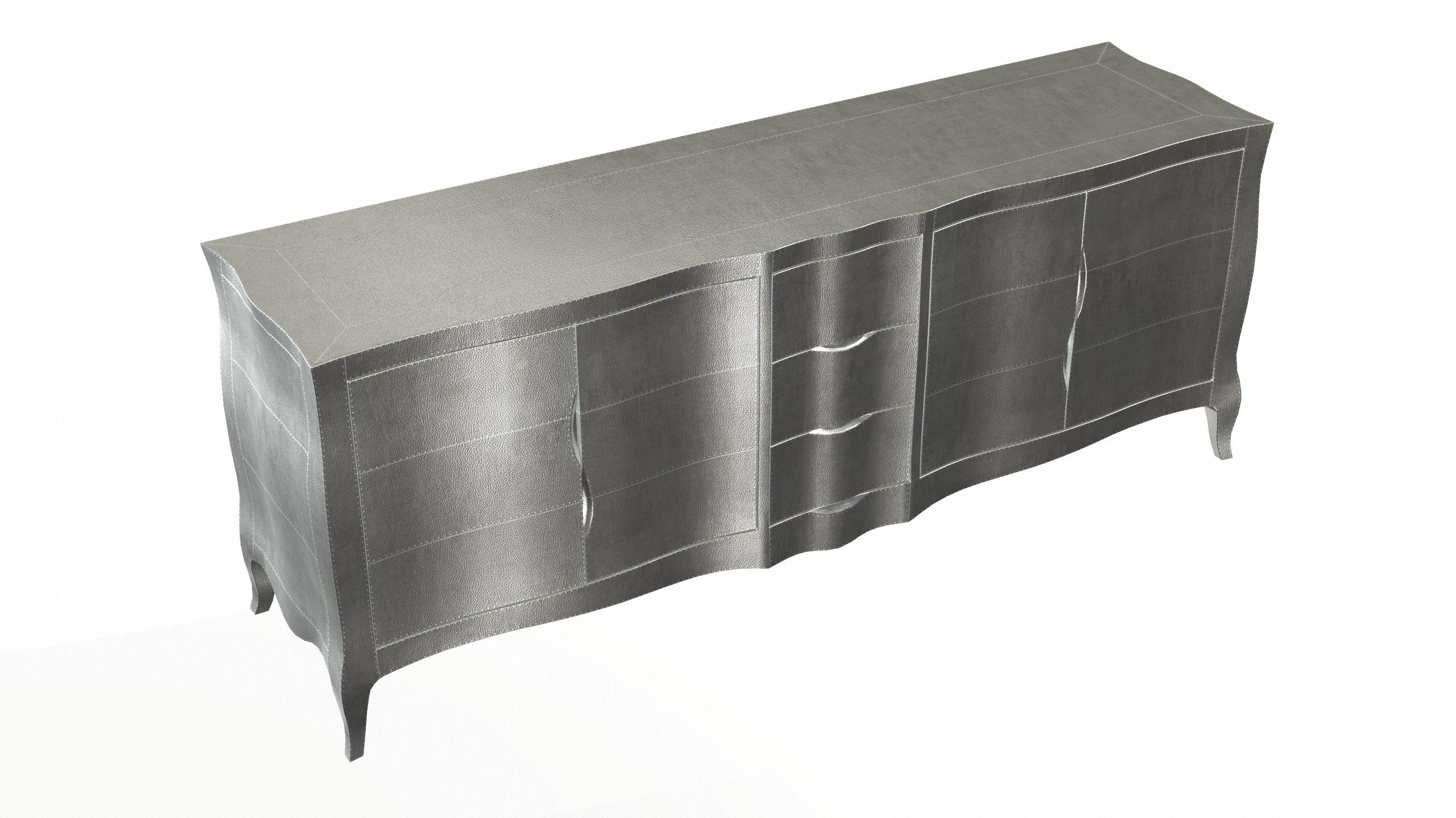 Louise Credenza Art Deco Sideboard in Fine Hammered White Bronze by Paul Mathieu For Sale 2