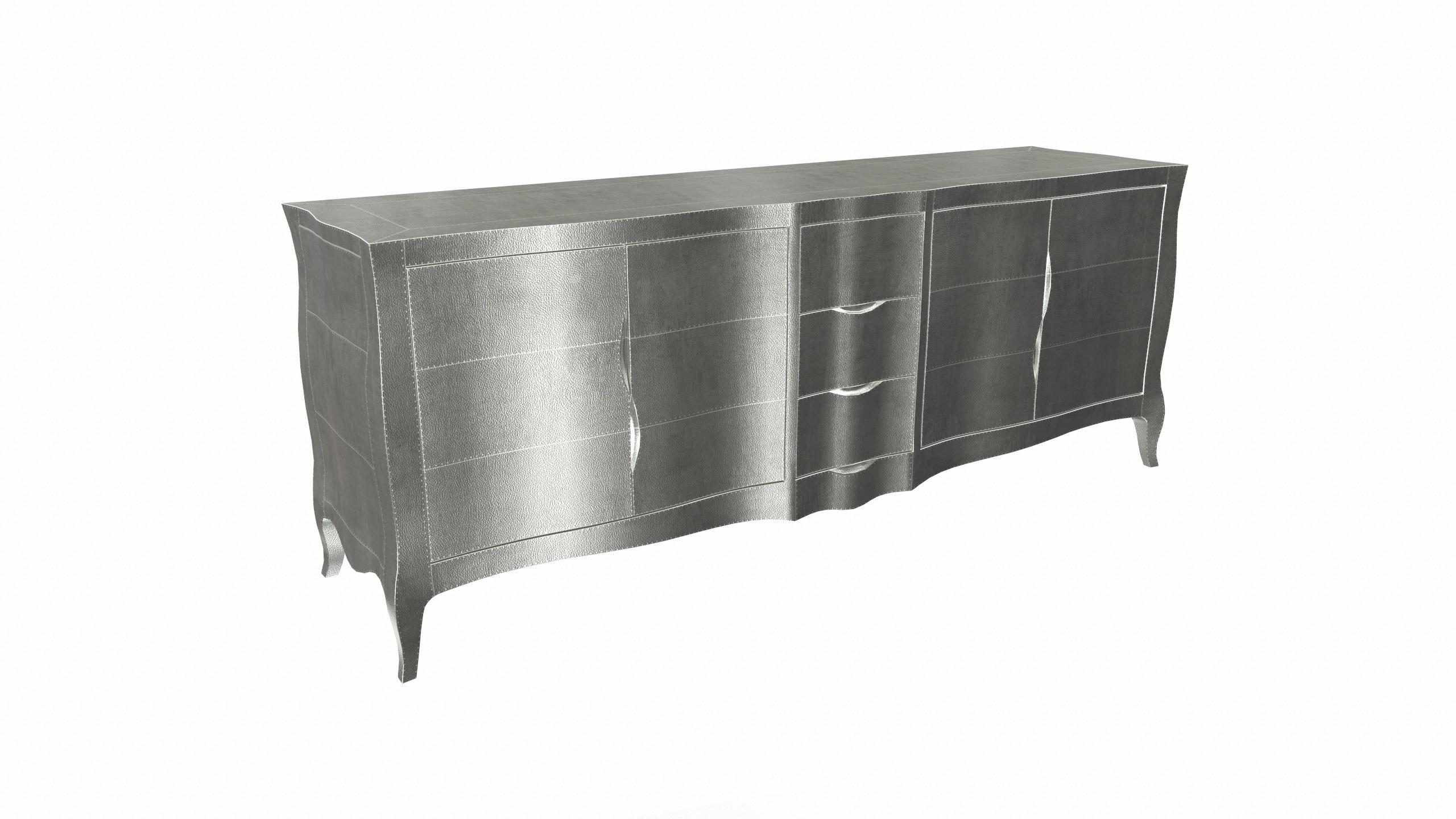 Contemporary Louise Credenza Commodes and Chests of Drawers in Fine Hammered White Bronze  For Sale