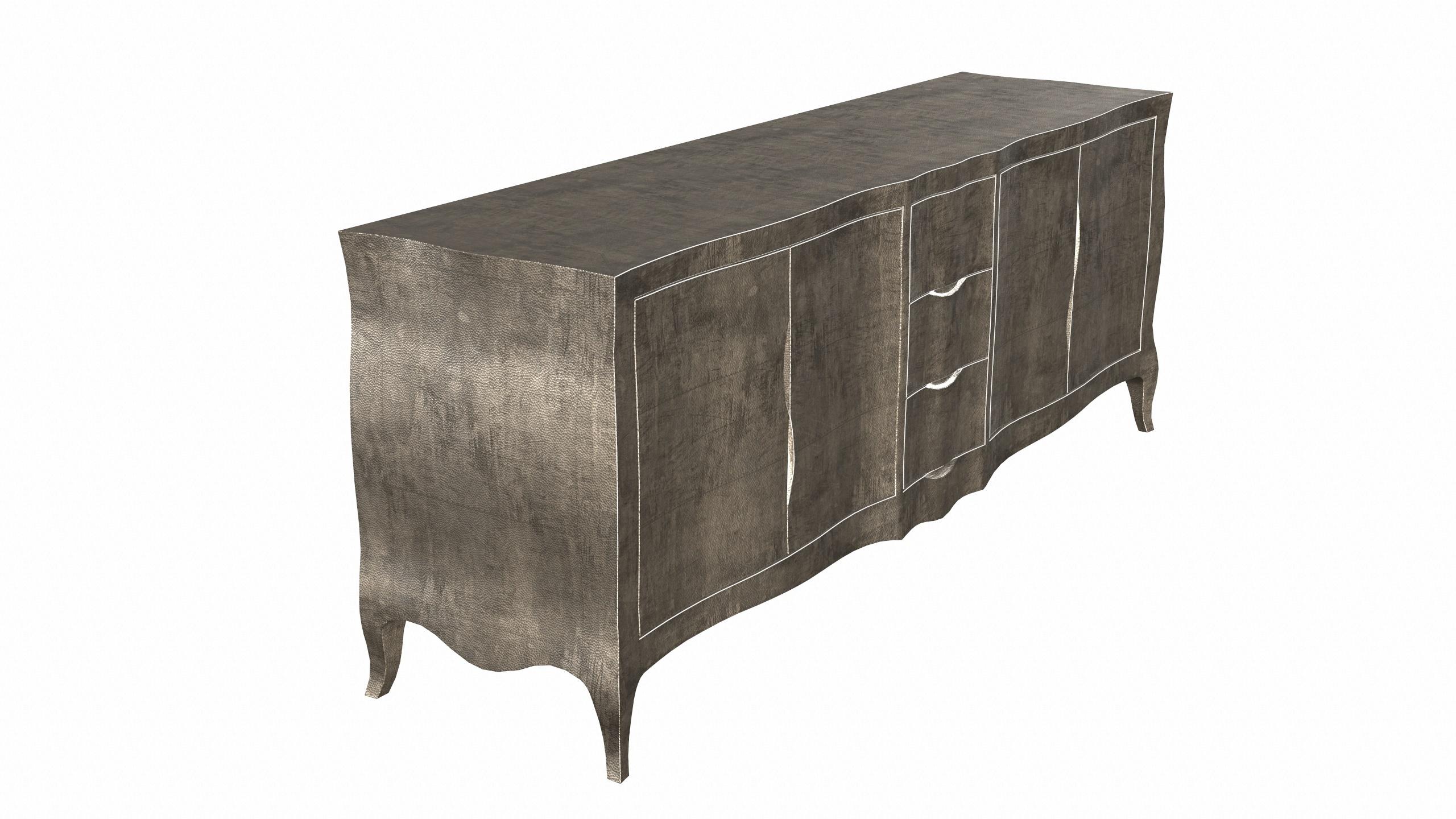 Louise Credenza Commodes and Chests of Drawers in Mid. Hammered Antique Bronze  In New Condition For Sale In New York, NY