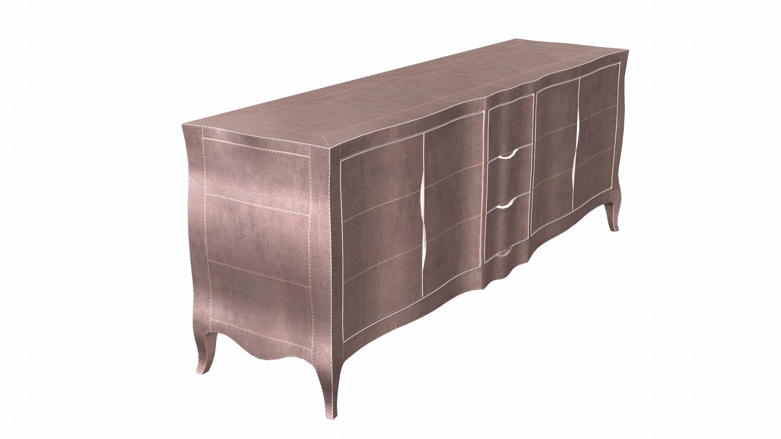 Louise Credenza Commodes and Chests of Drawers in Mid. Hammered Copper  In New Condition For Sale In New York, NY