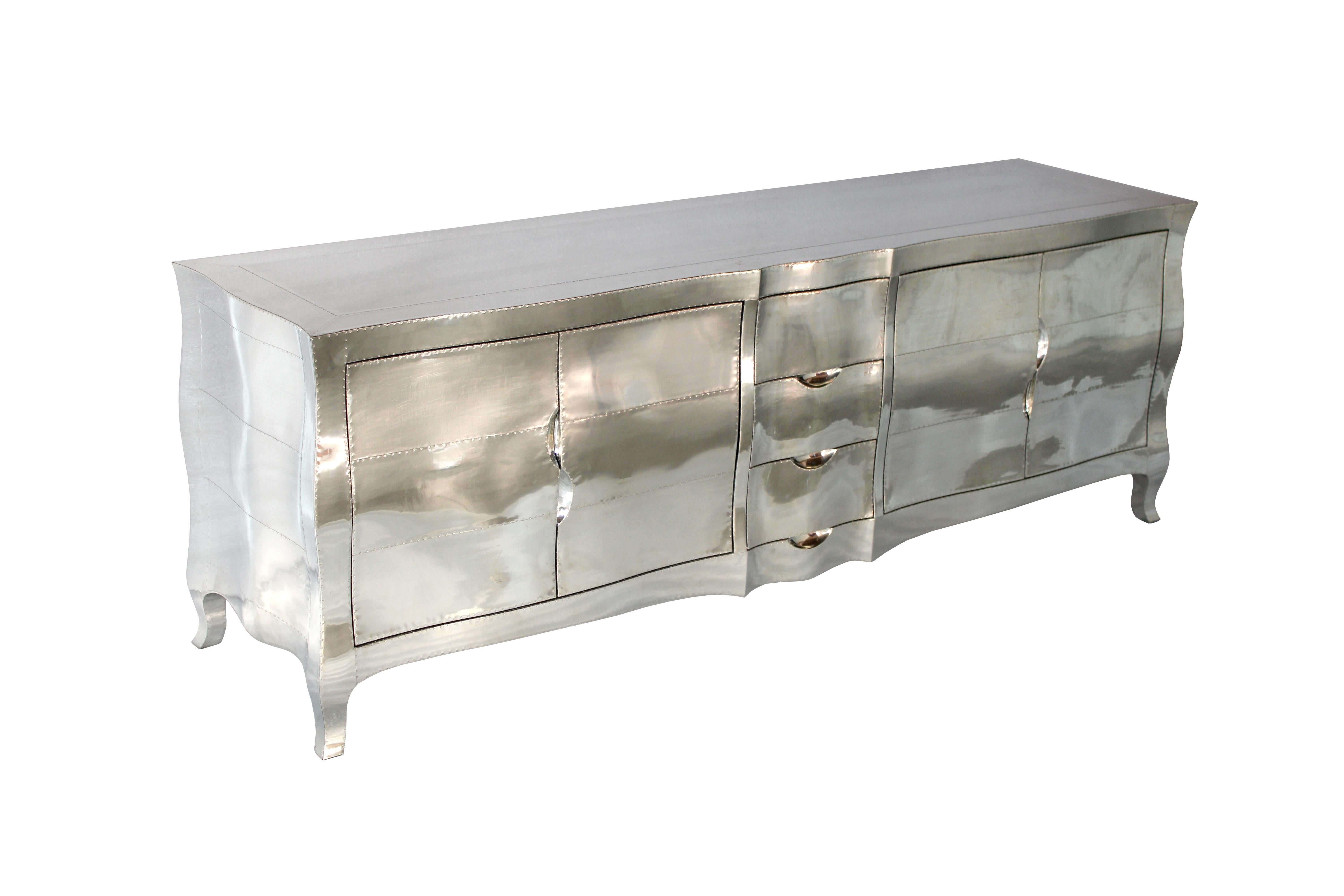 Contemporary Louis XV Credenza Dresser Sideboard Furniture in White Bronze by Paul Mathieu For Sale