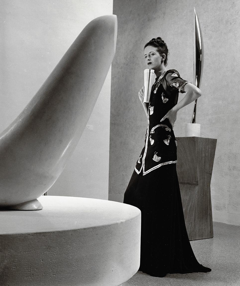 Louise Dahl-Wolfe Black and White Photograph - Model and Brancusi Sculpture, MoMA, 1938