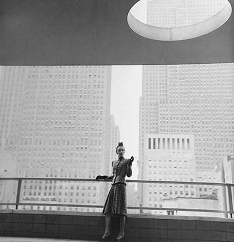 Louise Dahl-Wolfe Black and White Photograph - Rita Touhy on Balcony of the MoMA