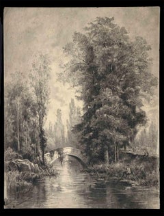 Antique The French Landscape - Original Lithograph by Louise de Rohan-Chabot - 1878