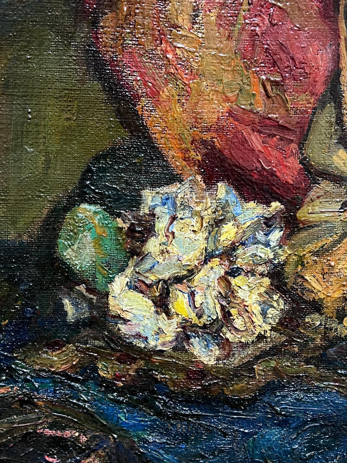 1900's French Post-Impressionist Signed Oil Female Artist Still Life Objects For Sale 1