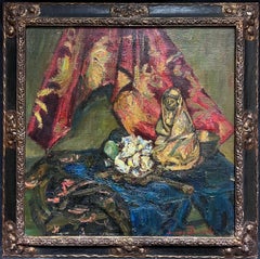 1900's French Post-Impressionist Signed Oil Female Artist Still Life Objects