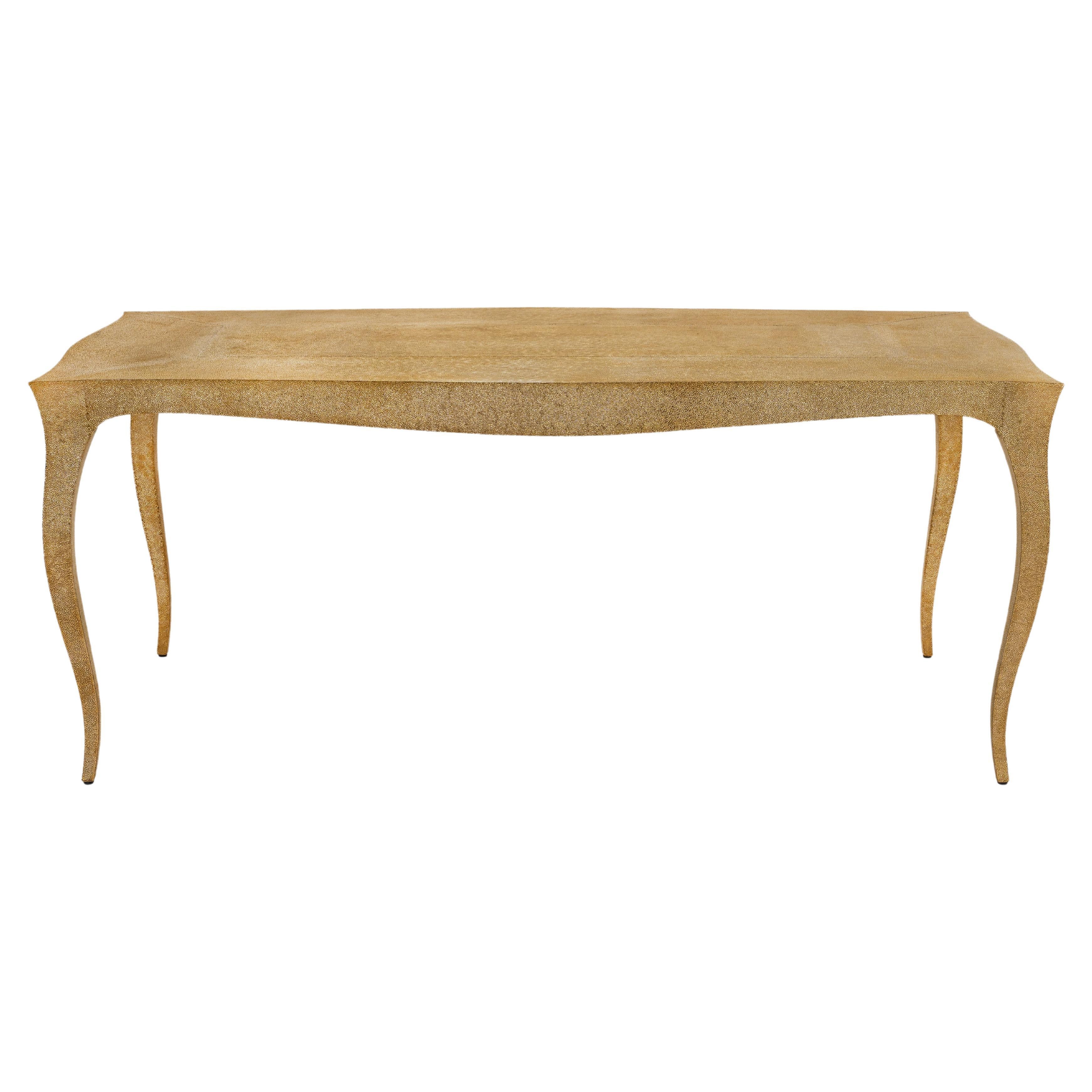 Louise Dining Table in Medium Hammered Brass Over Teak by Paul Mathieu  For Sale