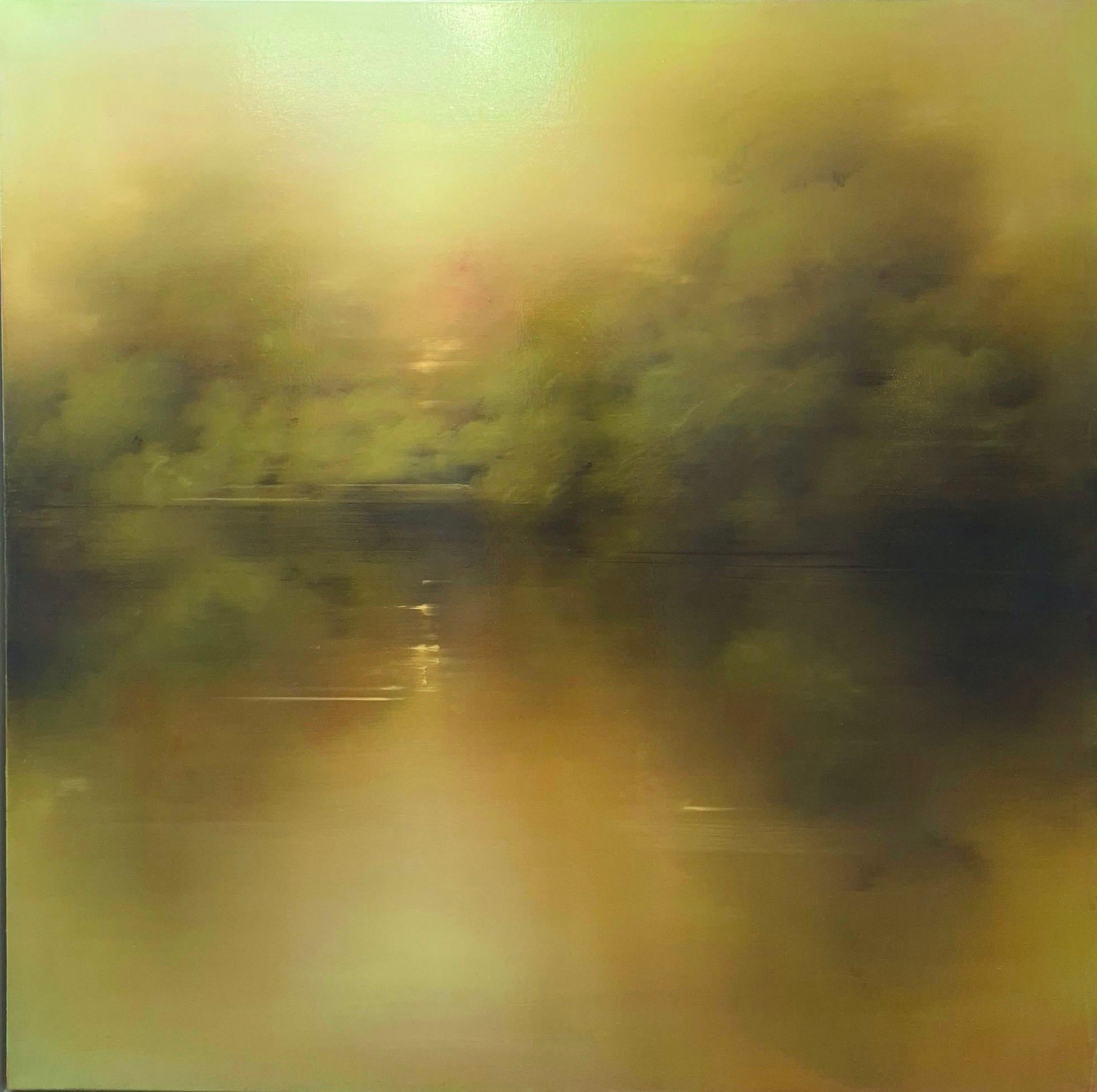 Arcadian Reflections & Halcyon Embers, Set of 2, original painting, landscape - Moderne Painting par Louise Fairchild
