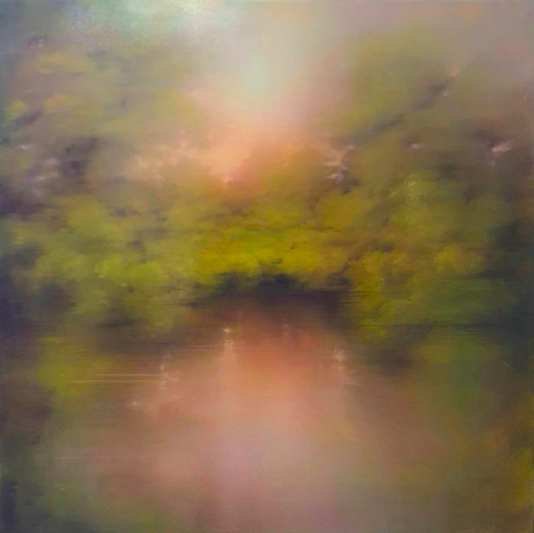 Arcadian Reflections & Halcyon Embers, Set of 2, original painting, landscape en vente 2