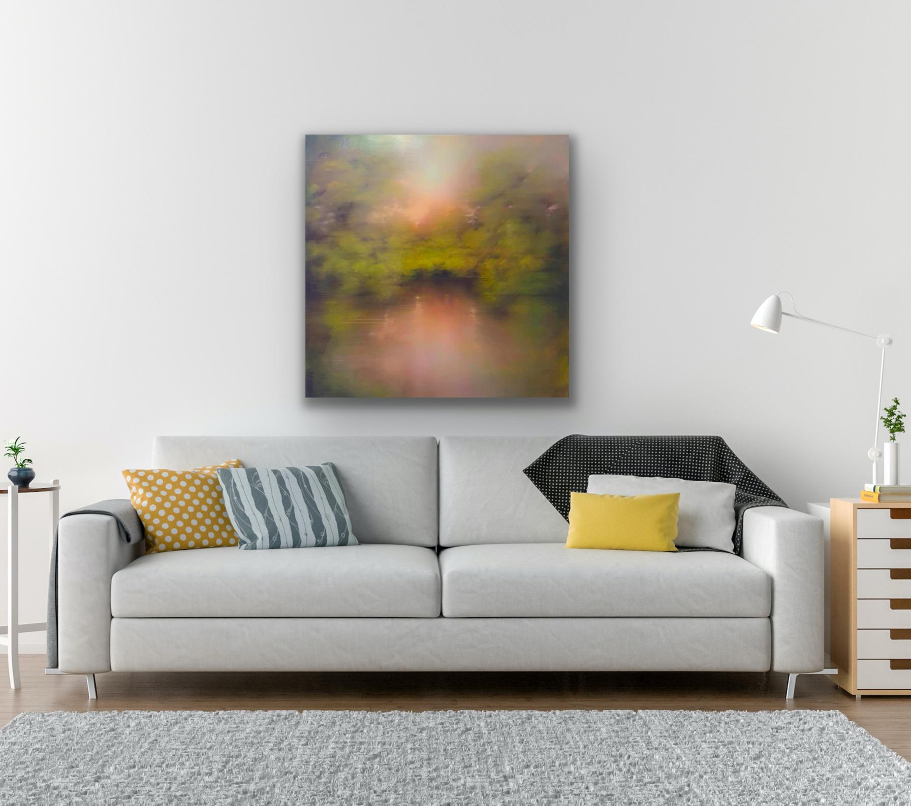 Arcadian Reflections & Halcyon Embers, Set of 2, original painting, landscape en vente 3