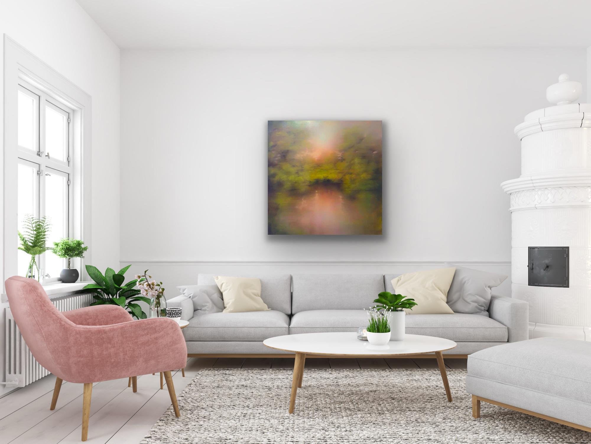 Arcadian Reflections & Halcyon Embers, Set of 2, original painting, landscape en vente 4