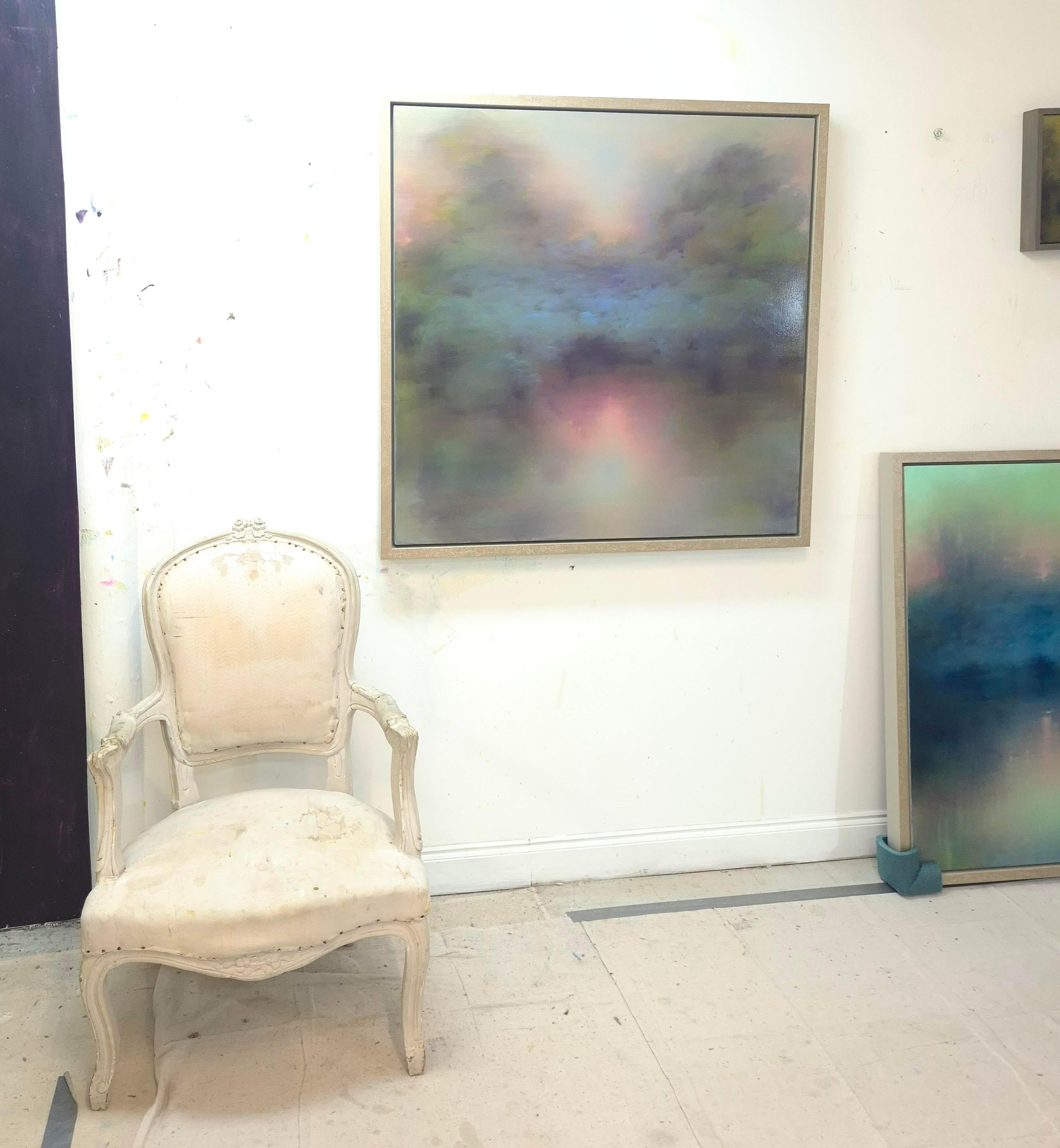 Acque chiare d'estate, quadro originale, paesaggio, astratto, pittura a olio - Painting Moderno di Louise Fairchild