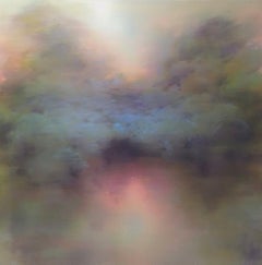 Acque chiare d'estate, quadro originale, paesaggio, astratto, pittura a olio