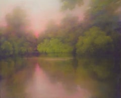 Lande della terra tranquilla, quadro originale, paesaggio, astratto, pittura a olio