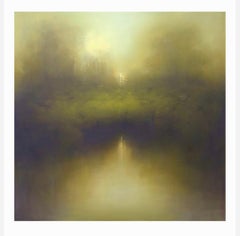 Stiller Mond, Originalgemälde, Landschaft, abstrakt, Ölfarbe