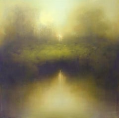 Stiller Mond, Originalgemälde, Landschaft, abstrakt, Ölfarbe