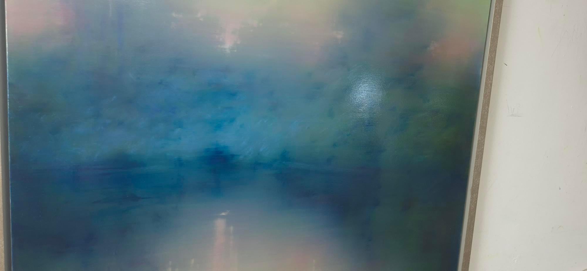 Still Idyll, quadro originale, paesaggio, astratto, pittura a olio - Painting Moderno di Louise Fairchild