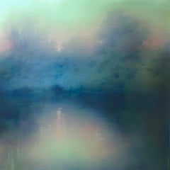 Still Idyll, quadro originale, paesaggio, astratto, pittura a olio