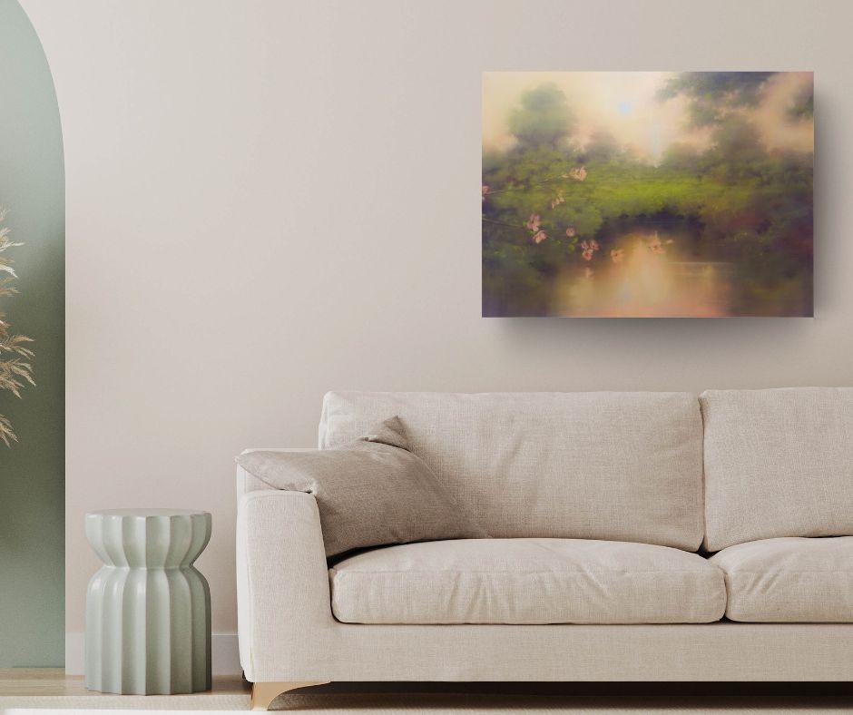 Stille in der Blüte- original abstrakter Impressionismus Landschaft Öl - zeitgenössisch im Angebot 3