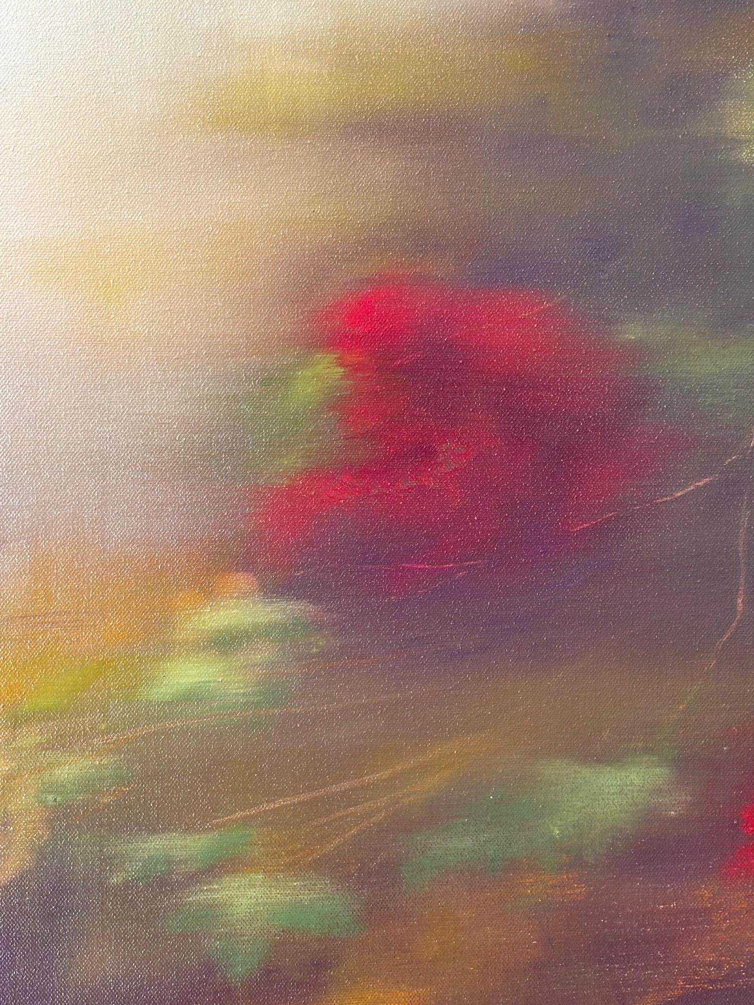 Die letzte Wärme - original abstrakter Impressionismus Landschaft Öl - zeitgenössisch (Grau), Landscape Painting, von Louise Fairchild