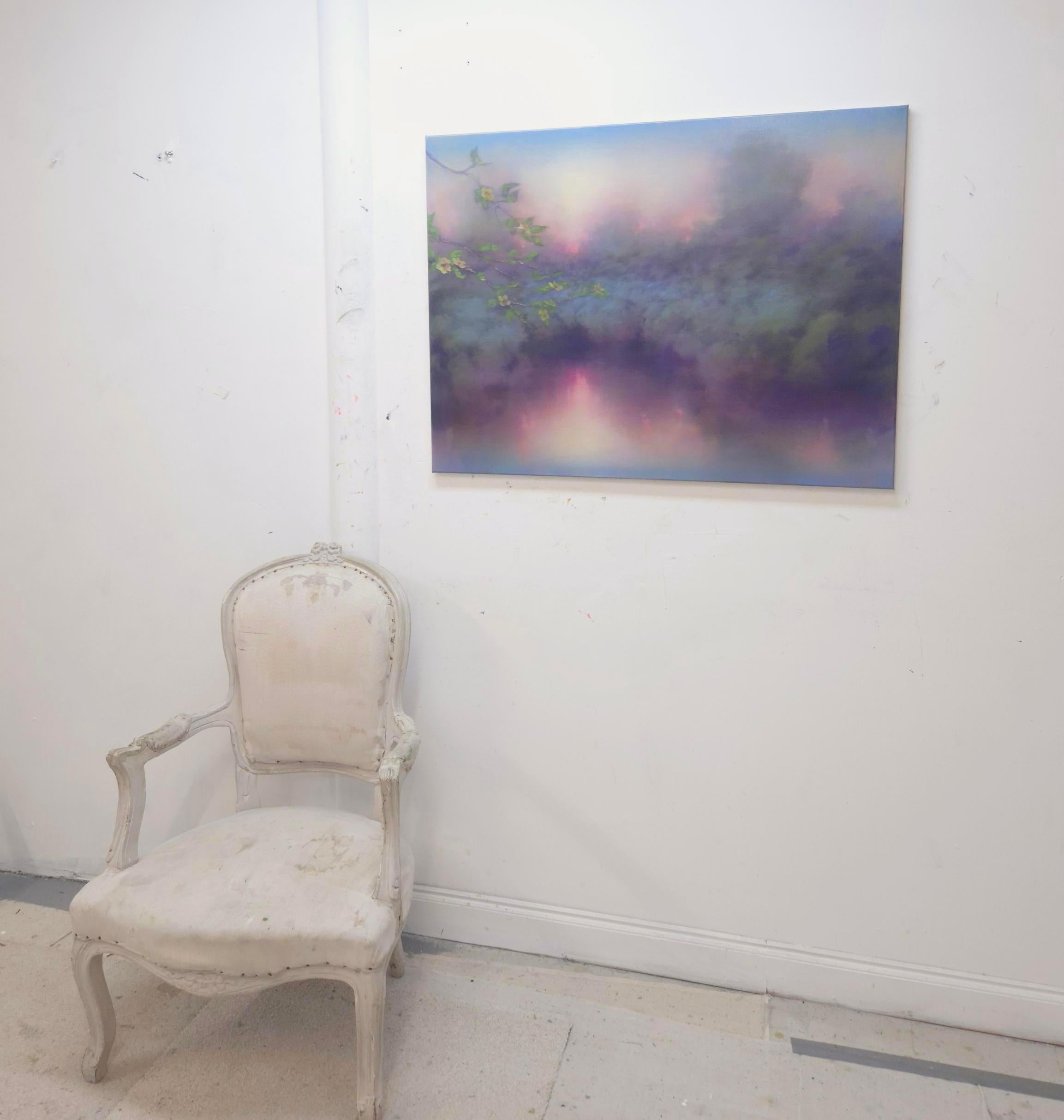 Tranquil Renewal - original abstrakter Impressionismus Landschaft Öl - zeitgenössisch (Abstrakter Impressionismus), Art, von Louise Fairchild
