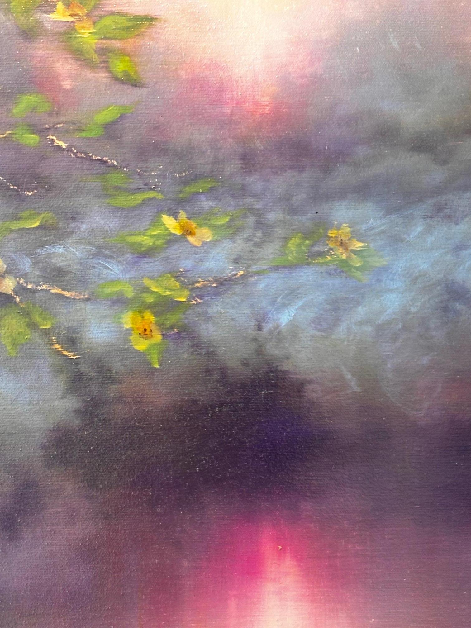 Tranquil Renewal - original abstrakter Impressionismus Landschaft Öl - zeitgenössisch (Grau), Landscape Painting, von Louise Fairchild