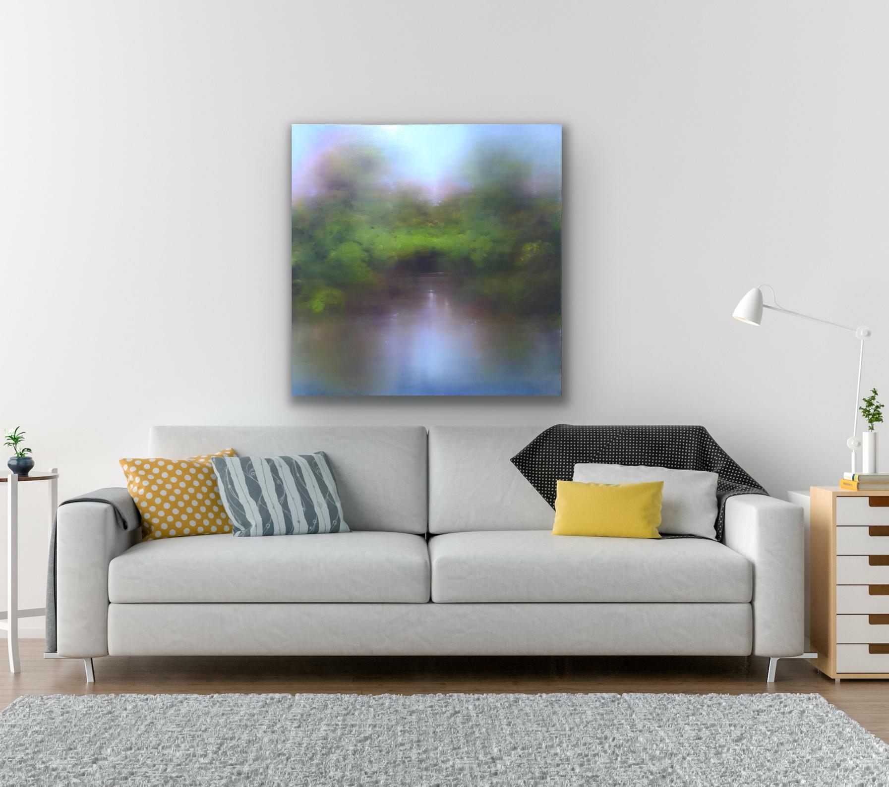 Verdant Sylvan, paysage, abstrait, peinture à l'huile originale - Moderne Painting par Louise Fairchild