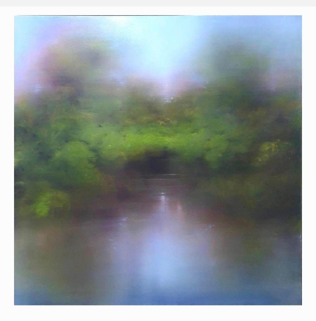 Verdant Sylvan, paysage, abstrait, peinture à l'huile originale en vente 1